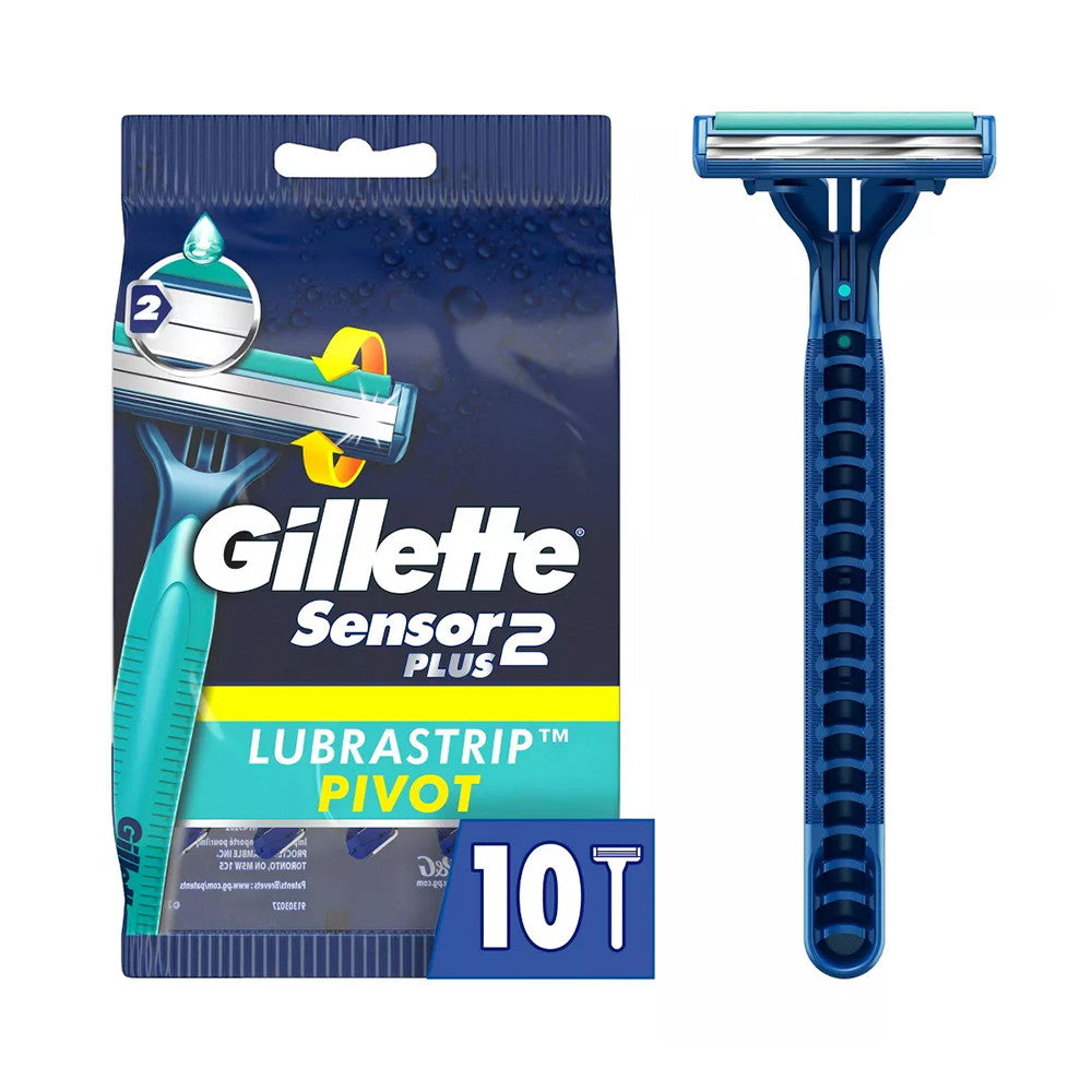 Gillette Sensor2 Plus Pivoting Head Mens Disposable Razors, 10 Ea
